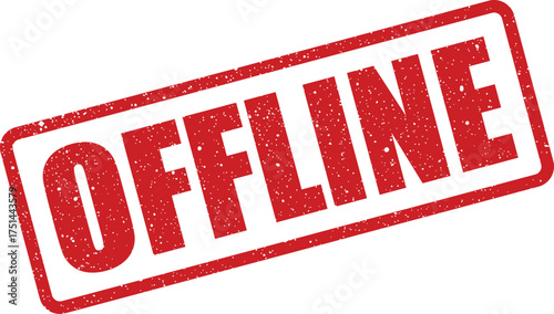 Red distressed rubber stamp illustration indicating a general offline status or system unavailability message