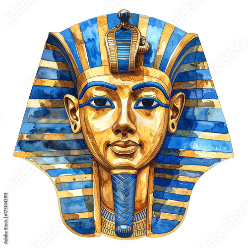 Colorful Ancient Egyptian Pharaohs Mask Portrait