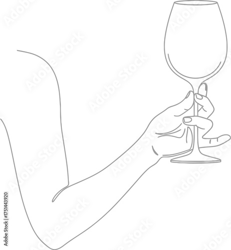 Minimalist line art illustration of a person holding a wine glass conveying celebration and sophistication