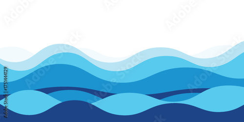 Sea waves layered vector background illustration and sea beach vector illustration