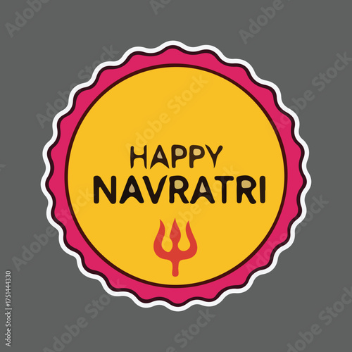 Happy Navratri Round Sticker