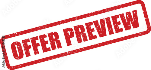 Red rectangular grunge stamp featuring Offer Preview message, ideal for sneak peek promotions