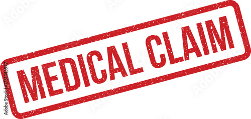 Red rectangular rubber stamp impression clearly stating medical claim with a distressed grunge effect