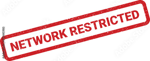 Red rectangular rubber stamp impression displaying the message NETWORK RESTRICTED with a grunge texture effect, indicating limited access