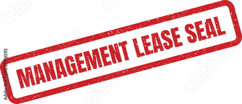 Red rubber stamp illustration with distressed texture indicating official MANAGEMENT LEASE SEAL status for documents