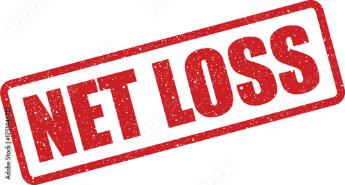 Red textured grunge rubber stamp illustration displaying the words NET LOSS for financial reporting
