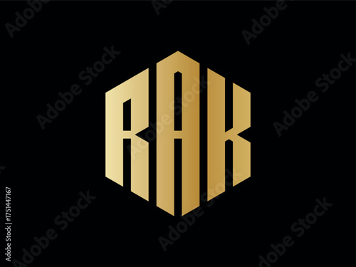Rak shape monogram logo, Monogram collection letter rak, interlock, modern style good for brand, clothing, apparel, streetwear, baseball, basketball, football, minimalist
