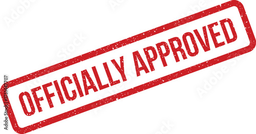 Textured rectangular rubber stamp with Officially Approved message, indicating formal consent or sanction