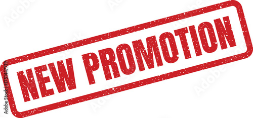 Textured rectangular stamp featuring bold uppercase letters indicating a significant new promotion for customers