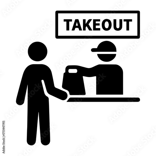 Takeout pickup counter icon with transparent background — representing food pickup, restaurant service, or to-go order collection.
