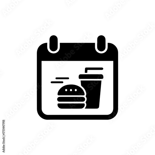 Calendar with meal delivery schedule icon with transparent background — representing meal planning, food delivery scheduling, or online ordering management