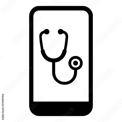 Smartphone with stethoscope icon with transparent background

