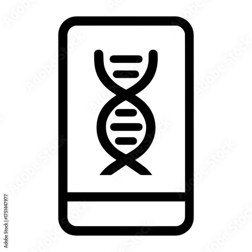 DNA helix inside a smartphone screen icon with transparent background for biotechnology or digital health theme
