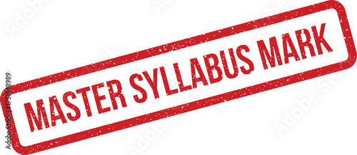 Textured rubber stamp graphic featuring the words master syllabus mark, excellent for academic documents or course planning