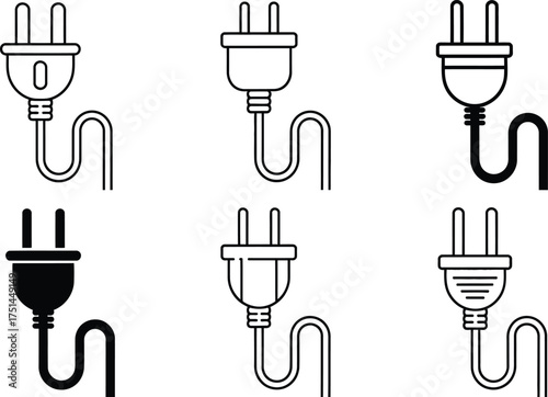 Collection of Electrical Plugs and Cords Icons