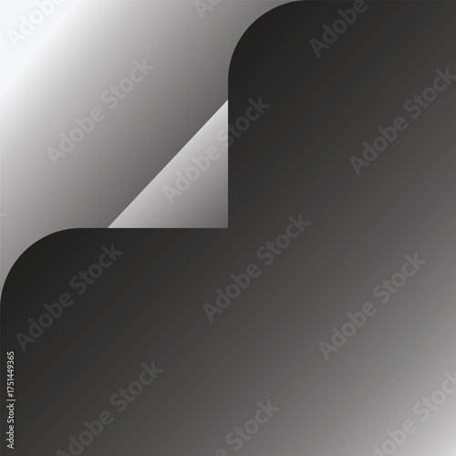 Monochrome Gradient Abstract Background with Folded Corner and Shadow grey
