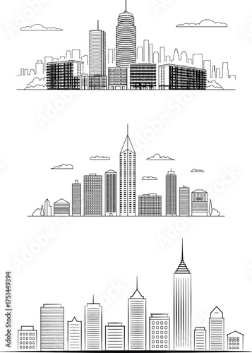 New York City skyline vector illustration at night