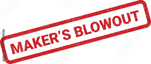 Textured stamp proclaiming a makers blowout sale for end of season inventory or workshop clearance