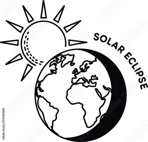 Solar Eclipse Illustration with Sun and Earth