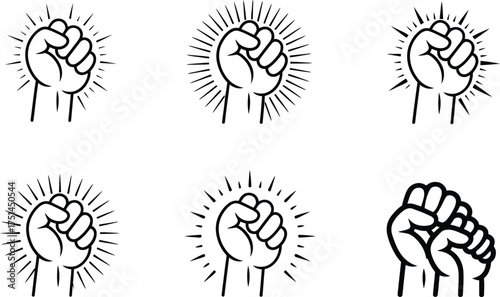 Six Fists Raised in Solidarity and Protest