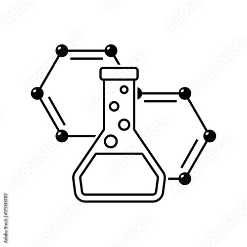 laboratory flask and chemistry symbol icon vector