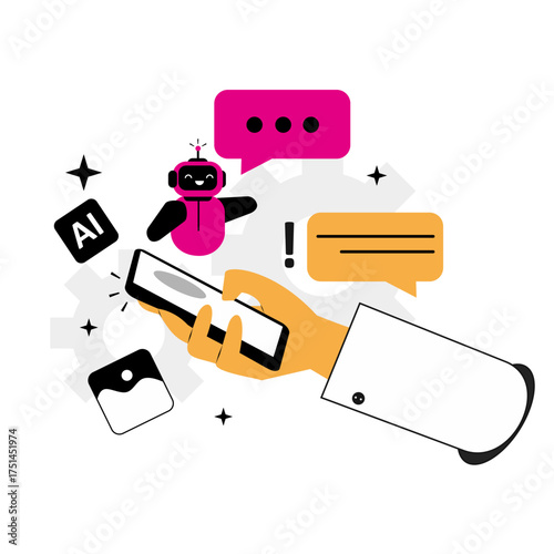 Artificial Intelligence Assistant Mobile App, Modern Digital Technology for Business and Communication with Chatbot Assistant