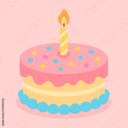 Festive birthday cake with candle, celebrating joy and special moments