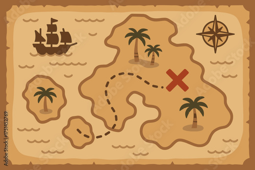 Vintage treasure map guides adventure seekers to hidden riches on islands