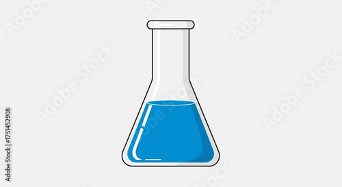 A conical flask filled with blue liquid, symbolizing chemical experiments and laboratory analysis