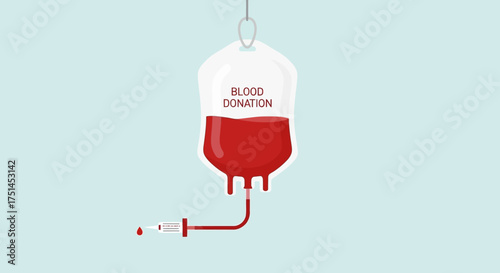 Medical illustration of a blood bag for donation, highlighting the vital importance of giving blood and saving lives through this generous act