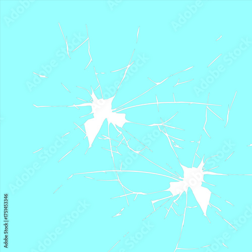 vector illustration of broken or shattered glass cracks. This abstract graphic design features a spider web-like pattern radiating from a central point of impact, creating an effect of destruction