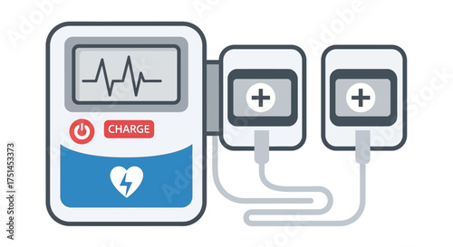 Automated External Defibrillator (AED) with Electrodes Illustration