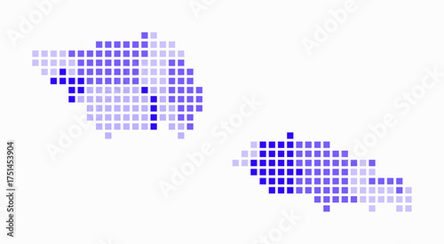 Samoa dotted map. Digital style map of the country on white background. Samoa shape with square dots. Colored dots style. Large size squares. Modern vector illustration.