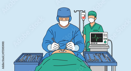 Surgical Team Performing a Medical Procedure in an Operating Room Setting