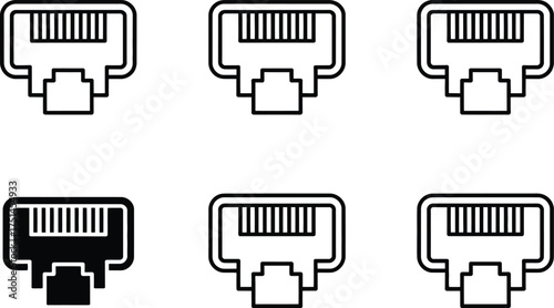 Network Connector Icons: RJ45 Port Variations