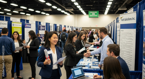 Students Networking and Exploring Career Opportunities at a Career Fair Event