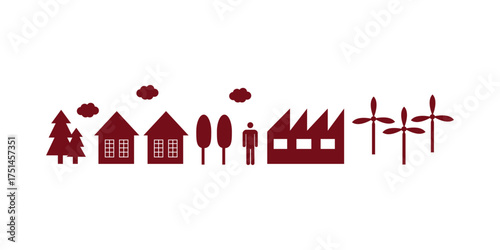 Eco friendly scene illustration for green world vector design with sustainability, environment, renewable energy, recycling, nature conservation and green lifestyle theme