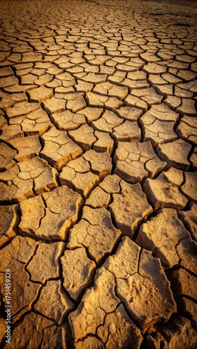 Weathered earth surface with deep cracks and dry soil