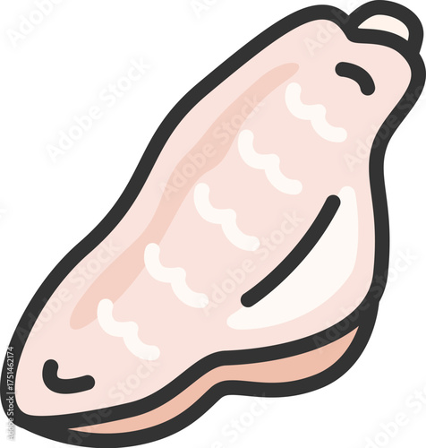 生の、手羽中のアイコン（線画カラー）のイラスト