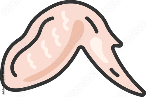 生の、手羽先のアイコン（線画カラー）のイラスト