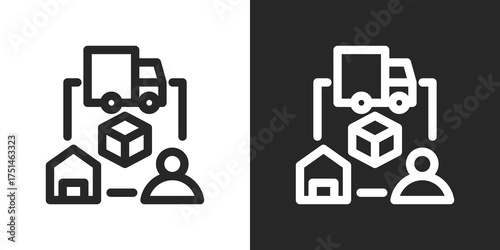 Supply Chain Icon Set in Black and White Outline Style
