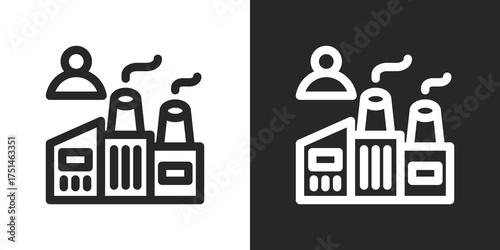 Manufacturing Icon Set in Black and White Outline Style