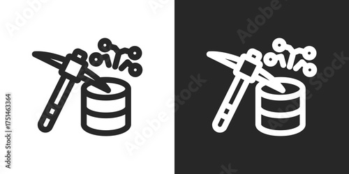 Data Mining Icon Set in Black and White Outline Style
