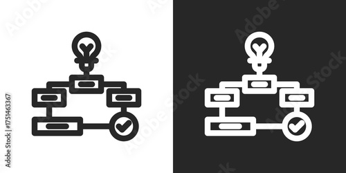 Workflow Icon Set in Black and White Outline Style