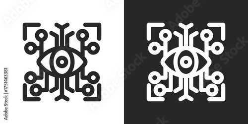 AI Vision Icon Set in Black and White Outline Style