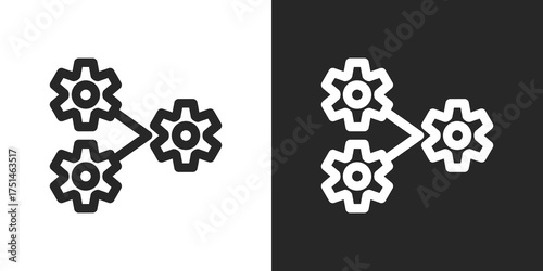 Process Icon Set in Black and White Outline Style
