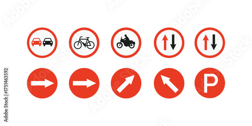 Vector illustration collection of traffic signs set including stop speed limit pedestrian crossing warning road safety symbols and traffic light design for driving education