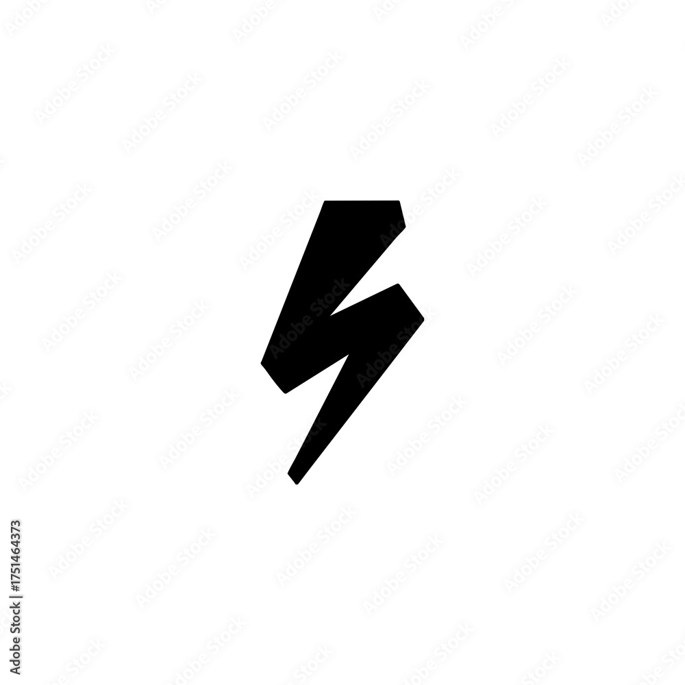 Fototapeta premium Black Lightning Bolt Icon With Transparent Background Representing Energy Power Speed And Electricity