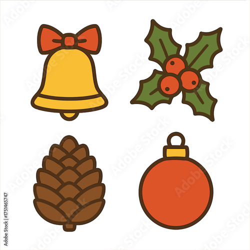 Festive Christmas icons festive celebration holiday season joy