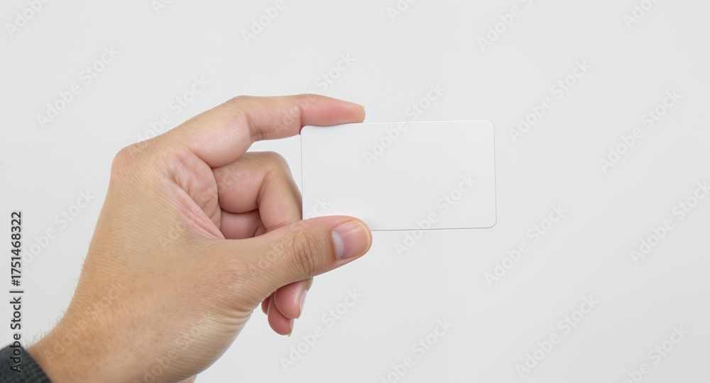 Fototapeta premium Card Mockup Held in Hand Against White Background